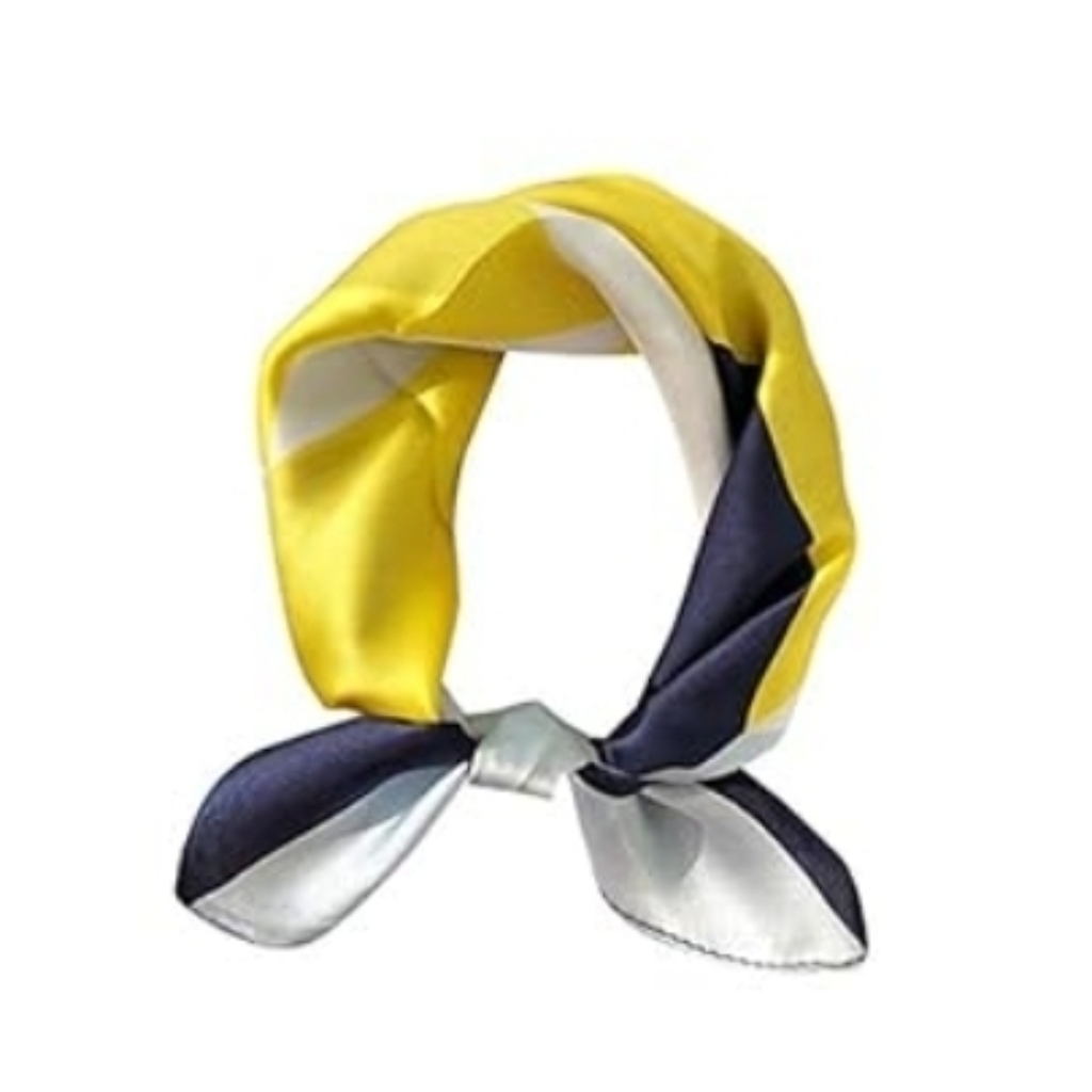 Geometric Silk Scarf In Yellow And Blue